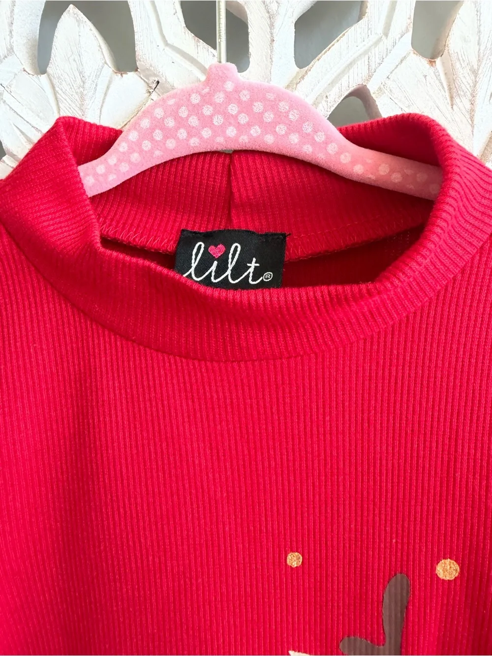 Lilt Girls Christmas Reindeer Plaid Dress Size 4/5 Red Holiday